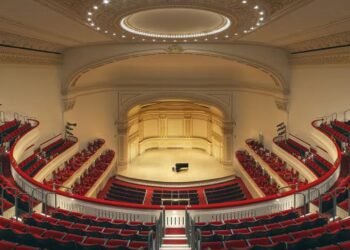 Elegant concert hall with empty stage
