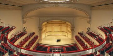 Elegant concert hall with empty stage