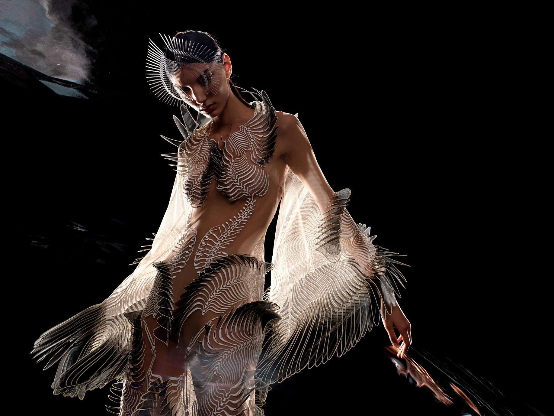 Iris van Herpen. Labyrinthine Kimono Dress, from the Sensory Seas collection, 2020. Photo: David Uzochukwu